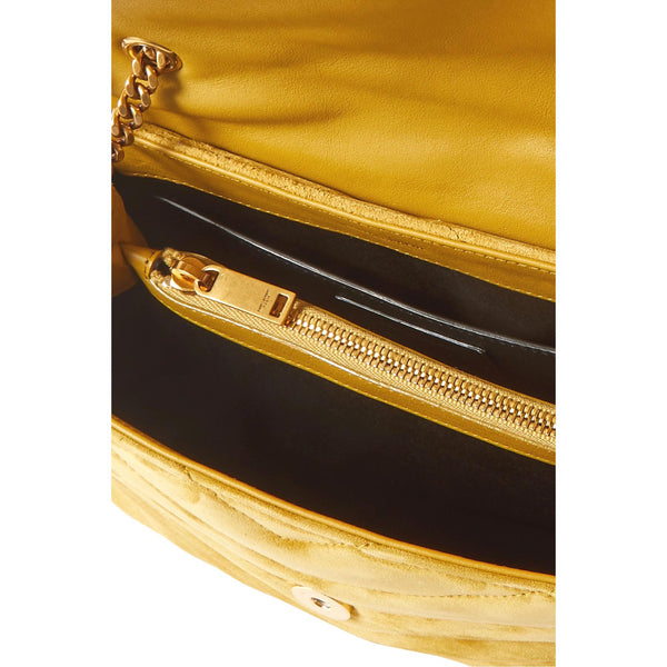 Saint Laurent Loulou Monogram Chartreuse Suede Medium Shoulder Bag in Yellow, authentic new handbag, image 4