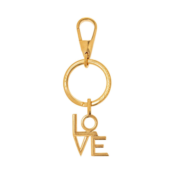 Saint Laurent Love Gold Brass Keyring in Gold, authentic new keychain, image 1