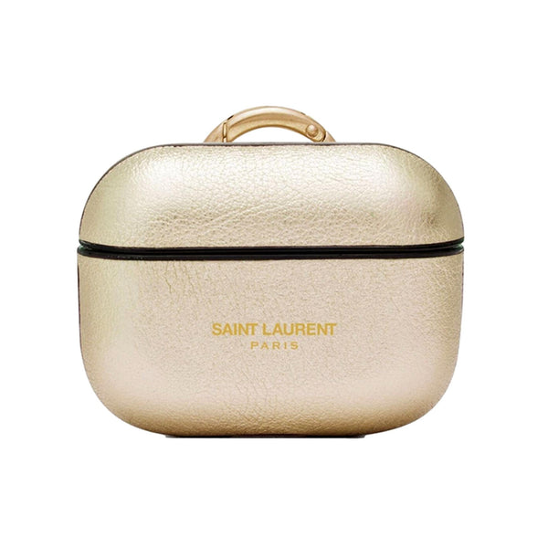 Saint Laurent Metallic Gold Leather Airpods Pro Case — photo 1