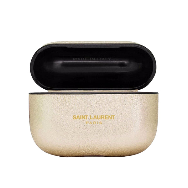 Saint Laurent Metallic Gold Leather Airpods Pro Case in Gold, authentic new accessory, image 5