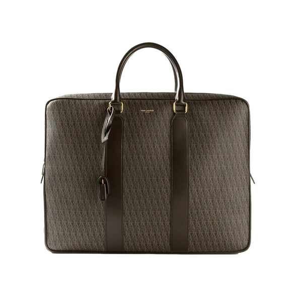 Saint Laurent Monogram Large Luggage Case Bag Dark Brown Coated Canvas in Dark Brown, authentic new handbag, image 1