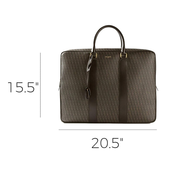 Saint Laurent Monogram Large Luggage Case Bag Dark Brown Coated Canvas in Dark Brown, authentic new handbag, image 2