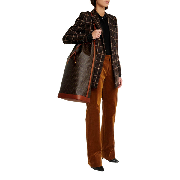 Saint Laurent Le Monogramme Oversized Bucket Bag Brown in Brown, authentic new handbag, image 5