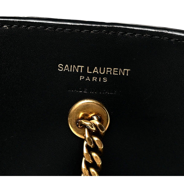 Saint Laurent Maxi Ring Handle Tote in Black Smooth Leather with Gold-Tone Ring Hardware Large – back view