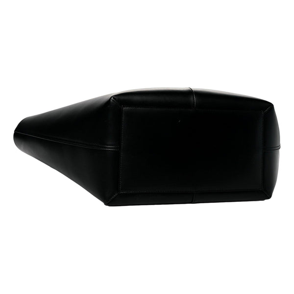 Saint Laurent Maxi Ring Handle Tote in Black Smooth Leather with Gold-Tone Ring Hardware Large – bottom view