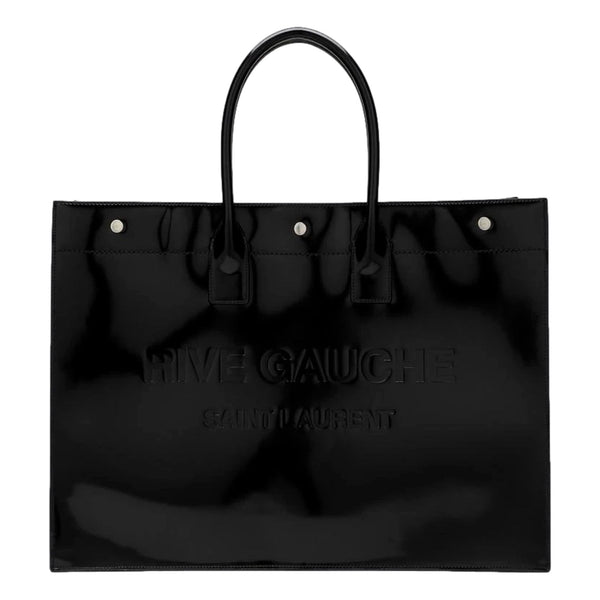 Saint Laurent Rive Gauche Black Patent Leather Large Tote Bag in Black, authentic new handbag, image 1