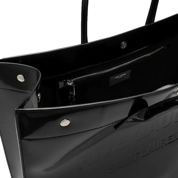 Saint Laurent Rive Gauche Black Patent Leather Large Tote Bag in Black, authentic new handbag, image 5