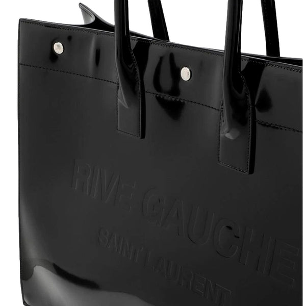 Saint Laurent Rive Gauche Black Patent Leather Large Tote Bag in Black, authentic new handbag, image 4