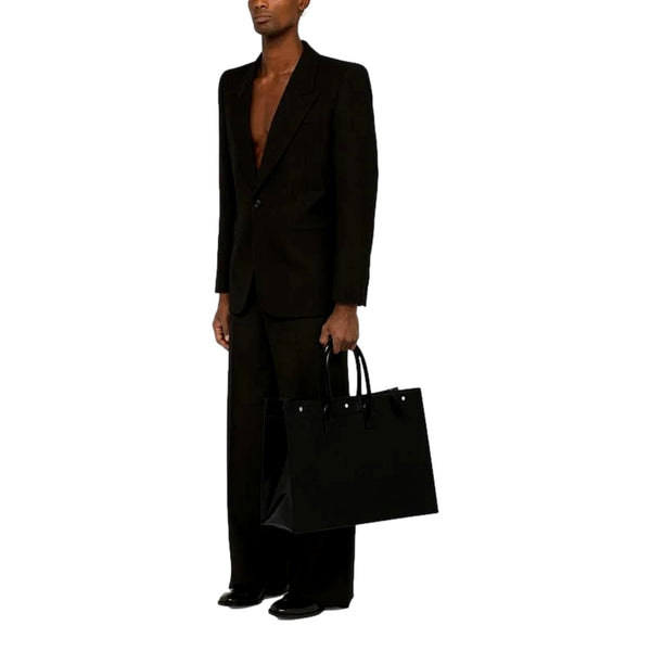 Saint Laurent Rive Gauche Black Patent Leather Large Tote Bag in Black, authentic new handbag, image 6