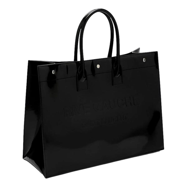 Saint Laurent Rive Gauche Black Patent Leather Large Tote Bag in Black, authentic new handbag, image 3
