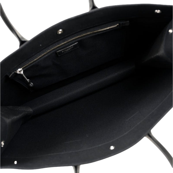 Saint Laurent Rive Gauche Black Canvas Leather Trim Tote Bag in Black, authentic new handbag, image 3