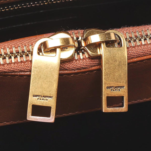 Saint Laurent Sac De Jour Black Canvas and Brown Leather Satchel in Brown, authentic new handbag, image 5