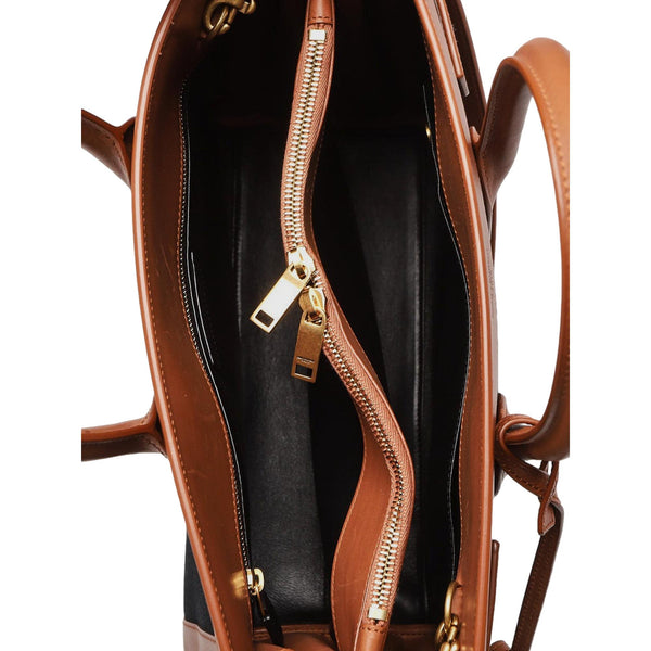 Saint Laurent Sac De Jour Black Canvas and Brown Leather Satchel in Brown, authentic new handbag, image 3
