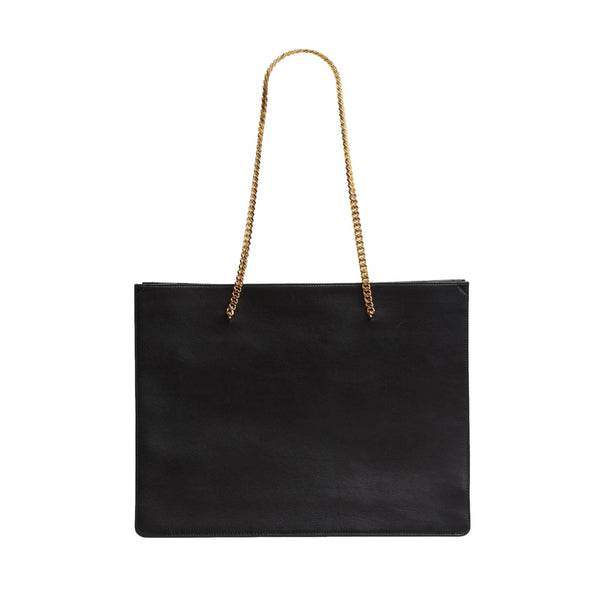 Saint Laurent Siena Ultra Lux Black Calf Leather Chain Shoulder Tote Bag in Black, authentic new handbag, image 5