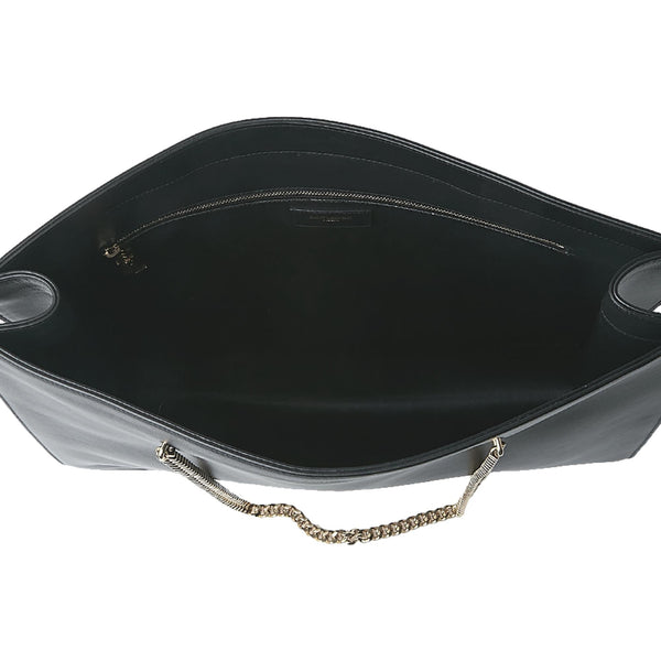 Saint Laurent Siena Ultra Lux Black Calf Leather Chain Shoulder Tote Bag in Black, authentic new handbag, image 10