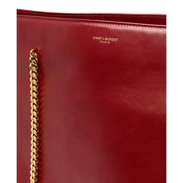 Saint Laurent Siena Ultra Lux Red Calf Leather Chain Shoulder Tote Bag in Red, authentic new handbag, image 5