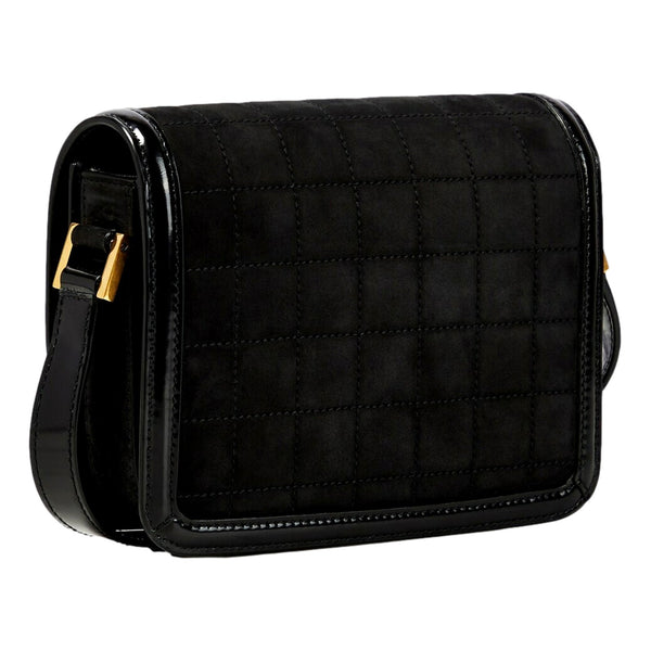 Saint Laurent Solferino Leather Black Quilted Suede Shoulder Bag in Black, authentic new handbag, image 2