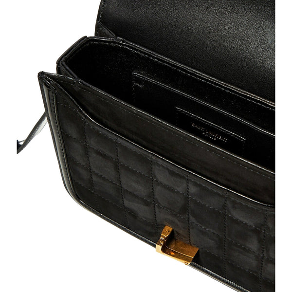 Saint Laurent Solferino Leather Black Quilted Suede Shoulder Bag in Black, authentic new handbag, image 3
