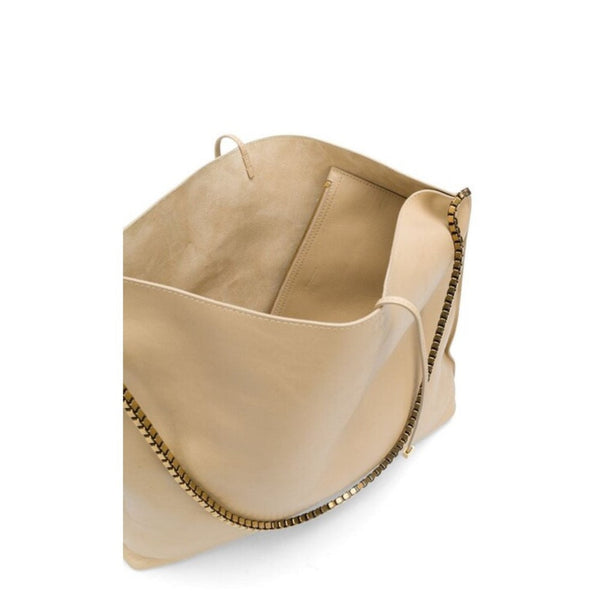 Saint Laurent Suzanne Beige Calfskin Leather Chain Hobo Bag in Beige Calfskin leather, authentic new handbag, image 9