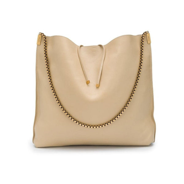 Saint Laurent Suzanne Beige Calfskin Leather Chain Hobo Bag in Beige Calfskin leather, authentic new handbag, image 6