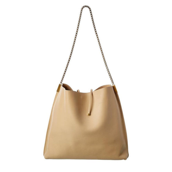 Saint Laurent Suzanne Beige Calfskin Leather Chain Hobo Bag in Beige Calfskin leather, authentic new handbag, image 5