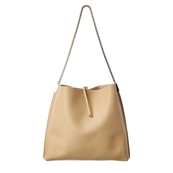 Saint Laurent Suzanne Beige Calfskin Leather Chain Hobo Bag in Beige Calfskin leather, authentic new handbag, image 4