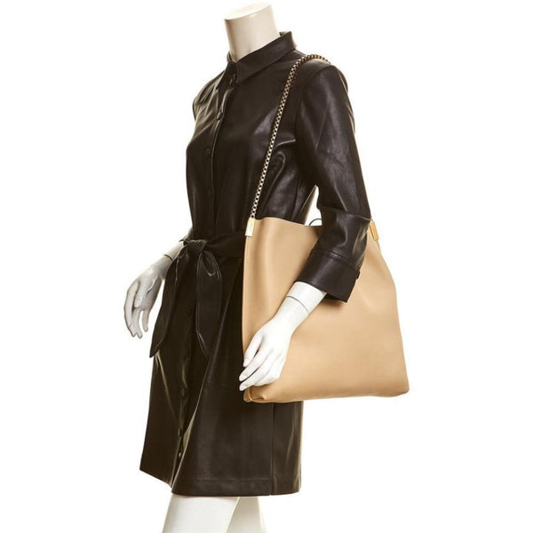 Saint Laurent Suzanne Beige Calfskin Leather Chain Hobo Bag in Beige Calfskin leather, authentic new handbag, image 2
