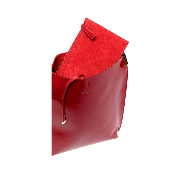 Saint Laurent Suzanne Red Patent Leather Small Chain Hobo Bag in Red, authentic new handbag, image 2