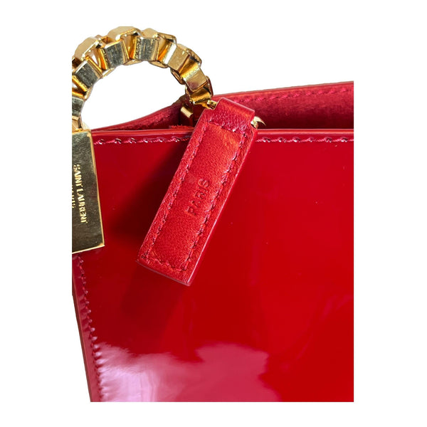 Saint Laurent Suzanne Red Patent Leather Small Chain Hobo Bag in Red, authentic new handbag, image 6