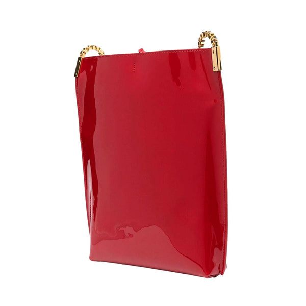 Saint Laurent Suzanne Red Patent Leather Small Chain Hobo Bag in Red, authentic new handbag, image 5