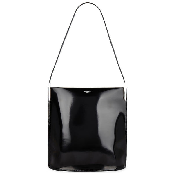 Saint Laurent Black Patent Leather Shopping Tote Shoulder Bag in Black, authentic new handbag, image 1