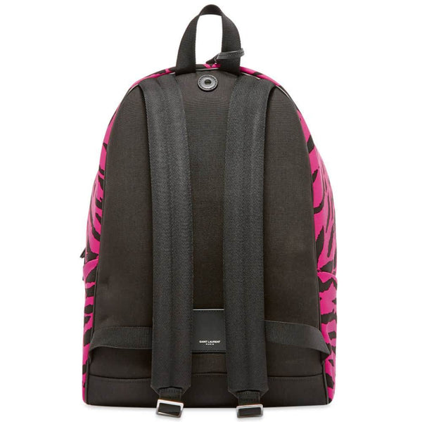 Saint Laurent City Backpack Pink Zebra Print Cotton Leather Trim in Pink Zebra Print, authentic new handbag, image 7
