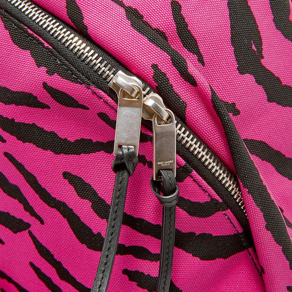 Saint Laurent City Backpack Pink Zebra Print Cotton Leather Trim in Pink Zebra Print, authentic new handbag, image 6
