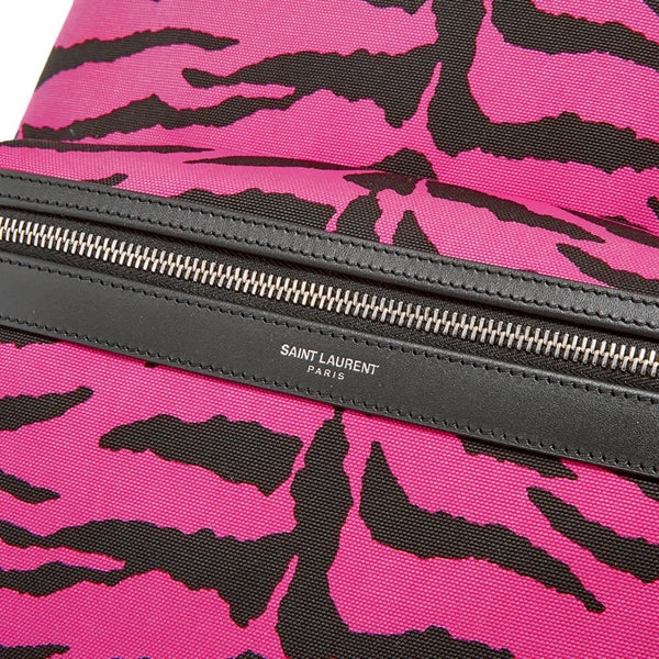 Saint Laurent City Backpack Pink Zebra Print Cotton Leather Trim in Pink Zebra Print, authentic new handbag, image 4