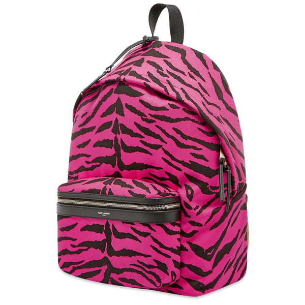 Saint Laurent City Backpack Pink Zebra Print Cotton Leather Trim in Pink Zebra Print, authentic new handbag, image 2