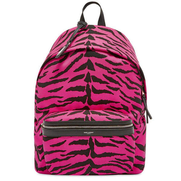 Saint Laurent City Backpack Pink Zebra Print Cotton Leather Trim in Pink Zebra Print, authentic new handbag, image 1
