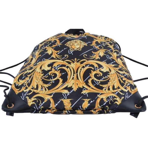 Versace Barocco Print Drawstring Backpack Black Nylon La Medusa Logo — photo 6