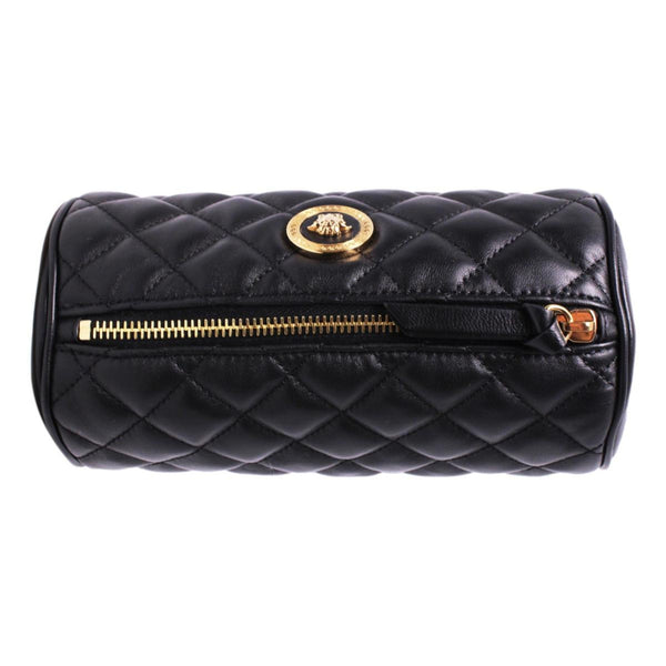 Versace Black Leather Medusa Quilted Cosmetic Bag in Black, authentic new handbag, image 7