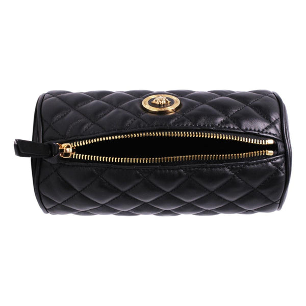 Versace Black Leather Medusa Quilted Cosmetic Bag in Black, authentic new handbag, image 6