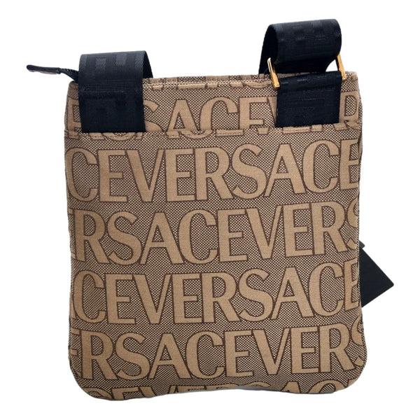 Versace La Medusa Canvas Logo Print Small Crossbody Bag Black Strap – logo and identifying detail 3