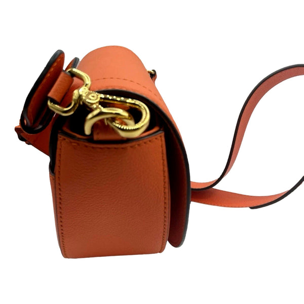 Versace Half-Moon La Medusa Vitello Leather Orange Crossbody Handbag in Pumpkin Orange, authentic new handbag, image 4