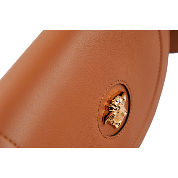 Versace La Medusa Vitello Leather Half Moon Crossbody Bag Summer in Summer Nude and Brown, authentic new handbag, image 4