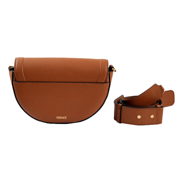 Versace La Medusa Vitello Leather Half Moon Crossbody Bag Summer in Summer Nude and Brown, authentic new handbag, image 2