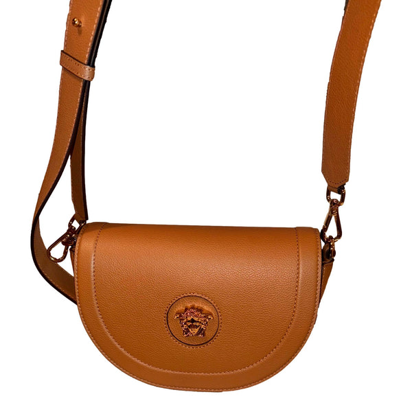 Versace La Medusa Vitello Leather Half Moon Crossbody Bag Summer in Summer Nude and Brown, authentic new handbag, image 5