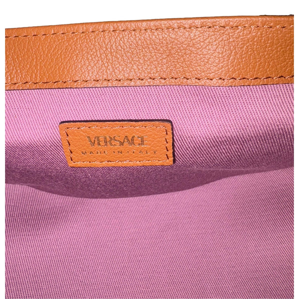 Versace La Medusa Vitello Leather Half Moon Crossbody Bag Summer in Summer Nude and Brown, authentic new handbag, image 11