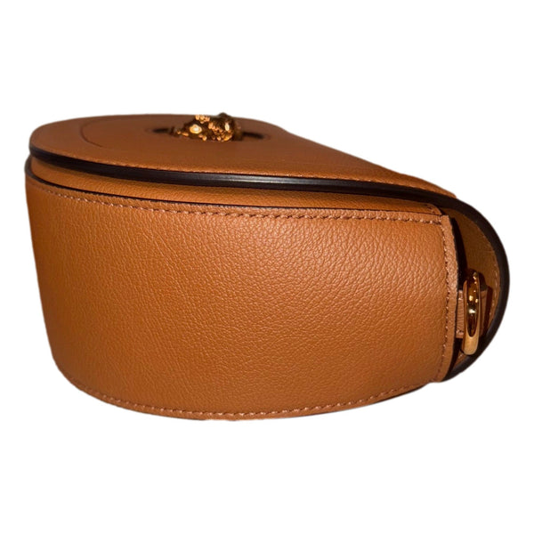 Versace La Medusa Vitello Leather Half Moon Crossbody Bag Summer in Summer Nude and Brown, authentic new handbag, image 7