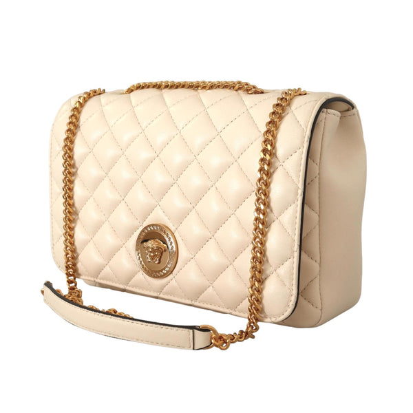Versace La Medusa Beige Quilted Lamb Leather Large Shoulder Bag in Beige, authentic new handbag, image 2