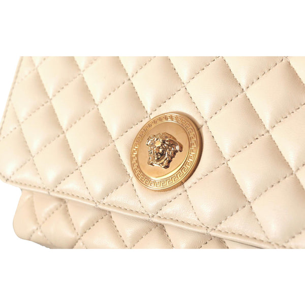 Versace La Medusa Beige Quilted Lamb Leather Large Shoulder Bag in Beige, authentic new handbag, image 3