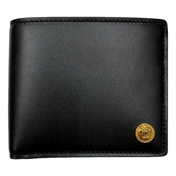 Versace La Medusa Black Calfskin Leather Bifold Wallet — photo 1