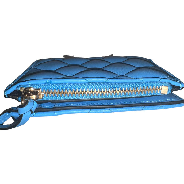 Versace La Medusa Blue Quilted Lamb Leather Compact Snap Wallet in Blue, authentic new wallet, image 4